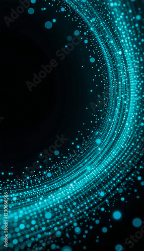 Teal and Black Futuristic Backdrop with White Dots