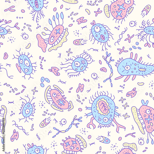 Dangerous bacteria seamless vector pattern