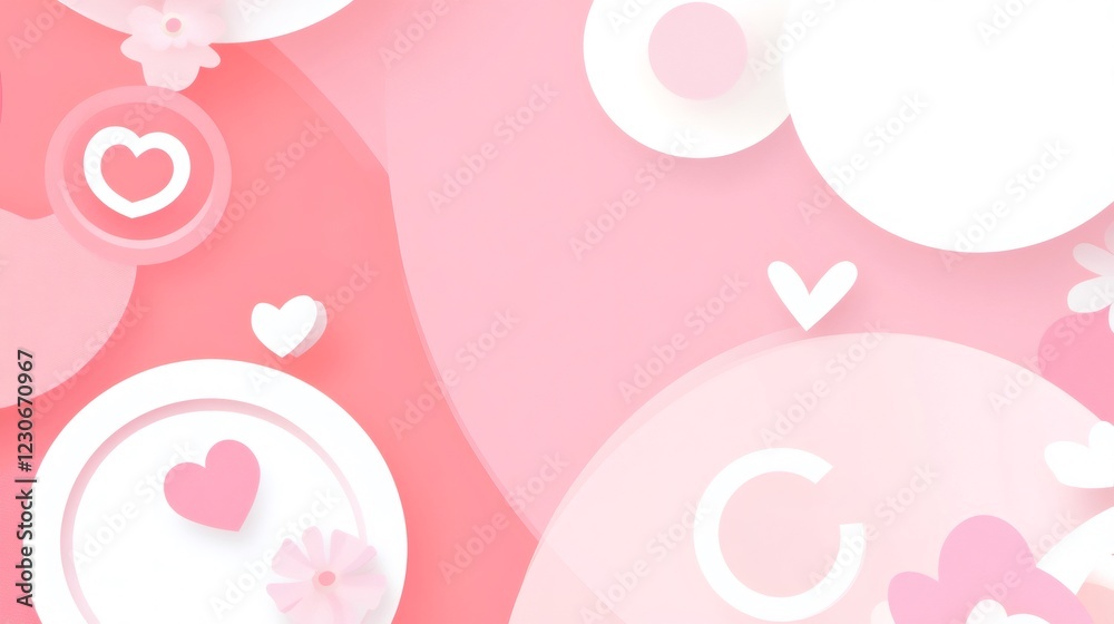 Romantic Valentine's Day graphic with delicate pink hearts, blossoming florals, soft color palette expressing love and tenderness Romantic Valentine's Day graphic with delicate pink hearts, blossoming florals, soft color palette expressing love and tenderness