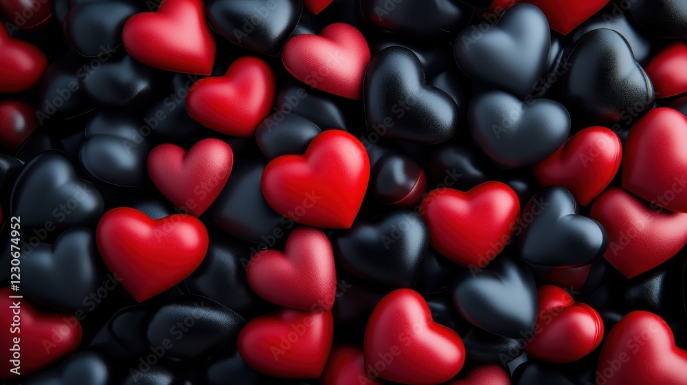 A visually rich assortment of red and black hearts captures the viewer's attention, illustrating a blend of warmth, love, and the complexities of human emotions artistically. A visually rich assortment of red and black hearts captures the viewer's attention, illustrating a blend of warmth, love, and the complexities of human emotions artistically.