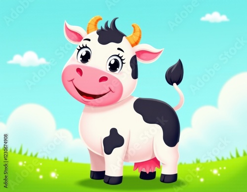 cartoon cow with a smile