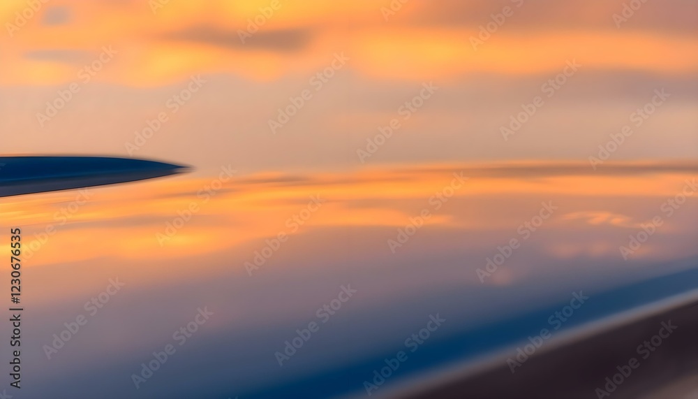 Fototapeta premium a view of the wing of an airplane at sunset