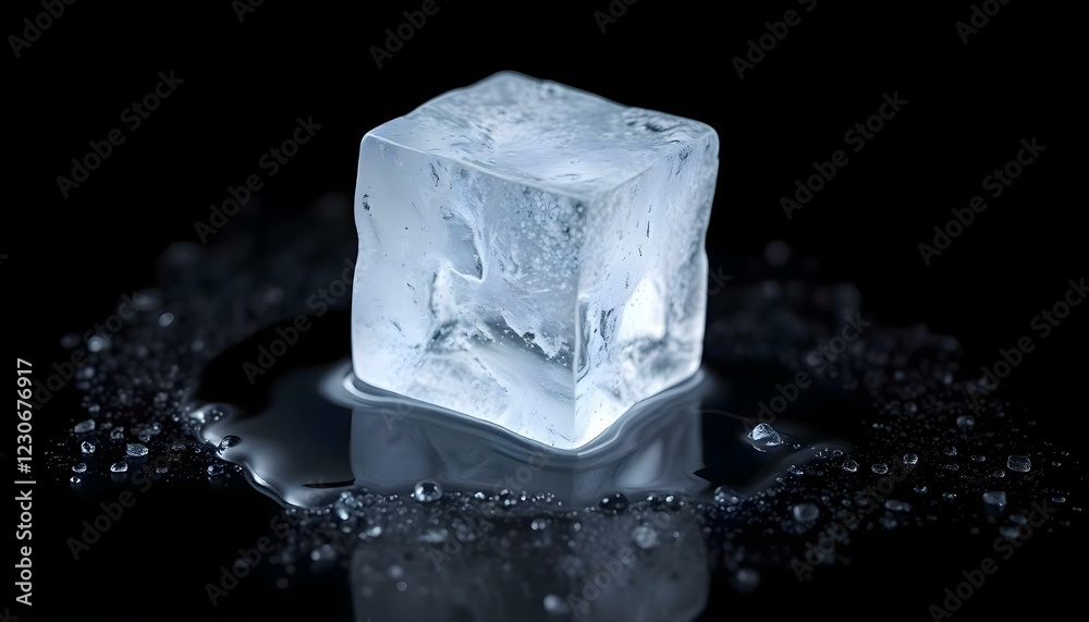 a cube of ice sitting on top of a table a cube of ice sitting on top of a table