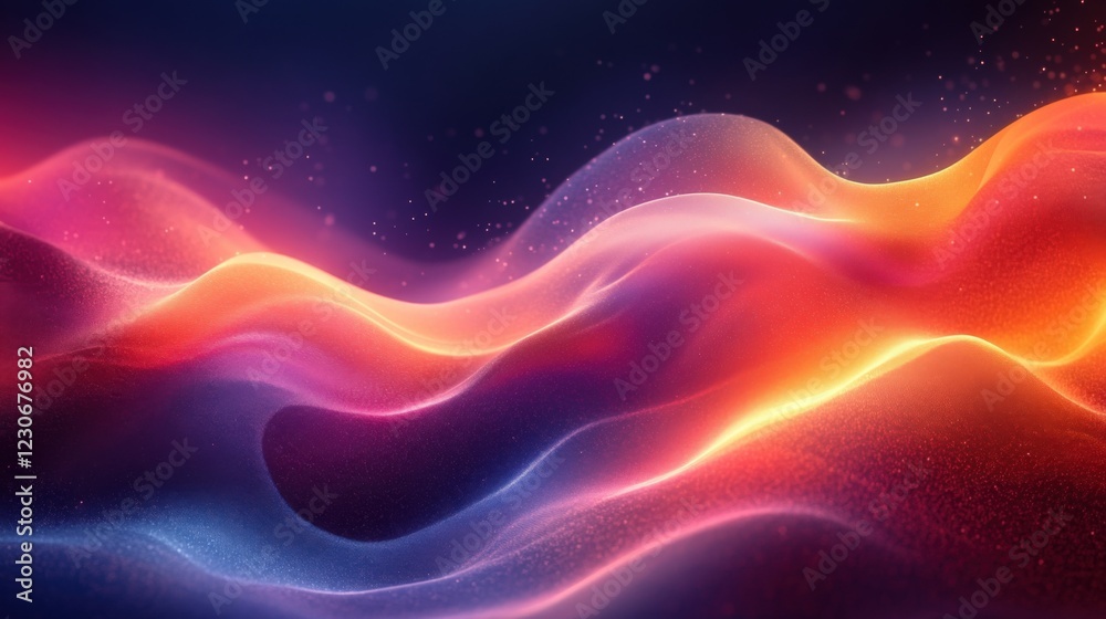 Obraz premium Colorful Waves of Light in a Cosmic Abstract Background. Generative AI
