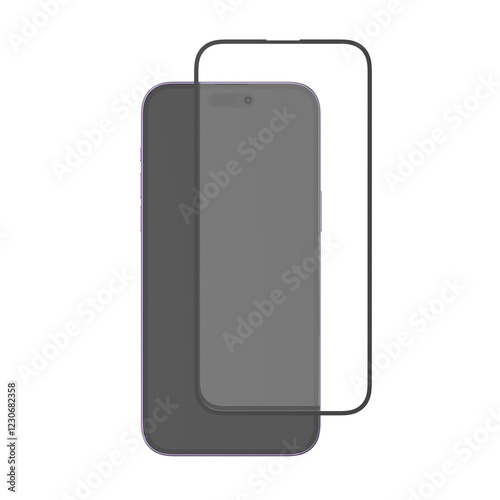 Tempered glass over the smartphone. 3D illustration photo