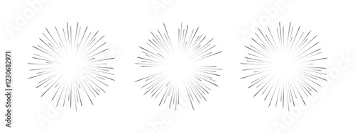Energetic radial lines for comics. Speed Effects . Vector illustration, abstract explosions, space flash and dynamic effects for anime and manga scenes.