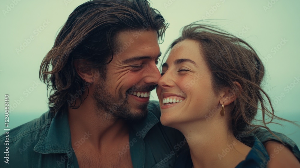A happy couple shares a tender moment of love and affection A happy couple shares a tender moment of love and affection