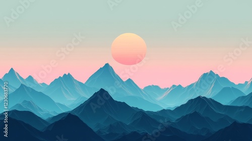 Serene Mountain Sunset Landscape