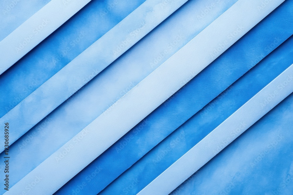 Obraz premium Light blue paper background with diagonal stripes of light blue watercolor, a geometric pattern Generative AI