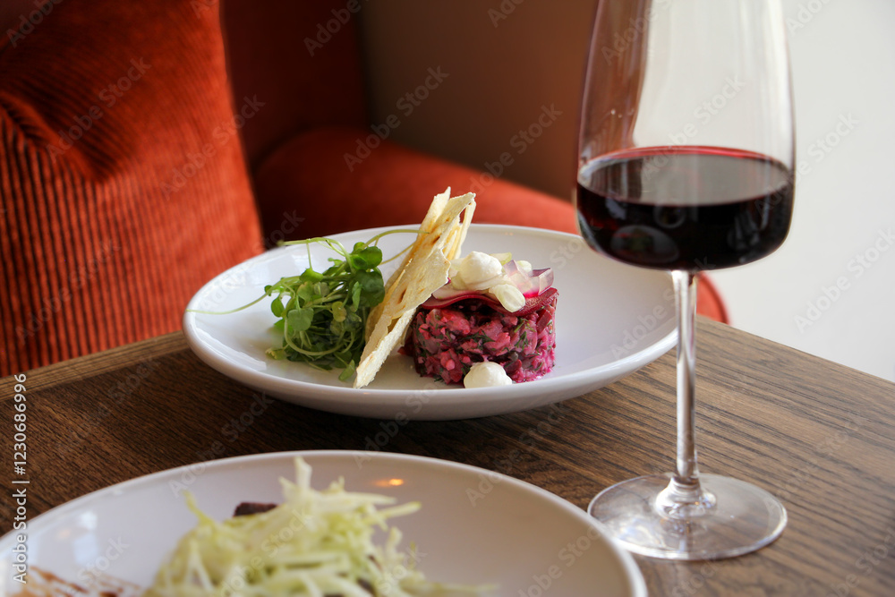 a plate with wine