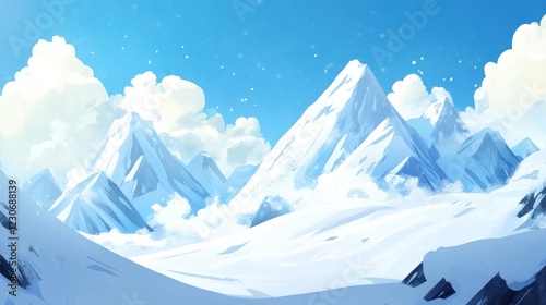 Majestic Snowy Mountains Under a Blue Sky