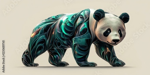 Stylized panda bear illustration, suitable for wildlife conservation campaigns, children's products, and artistic displays. photo