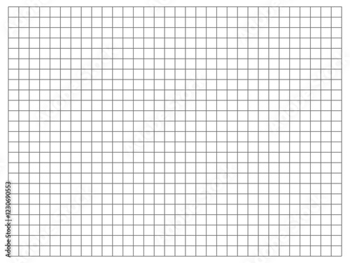 Squared black grid notebook paper. Typography template for making notebooks production, for school. Black grid texture on white background PNG.