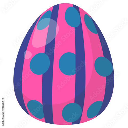 Easter egg with stripes and circles for holiday design