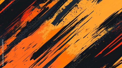 Orange and black brush stroke abstract