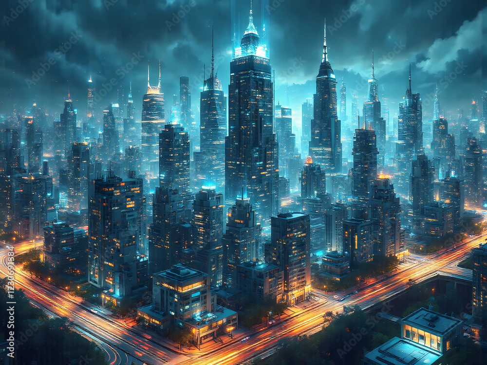 Fototapeta premium Vernetzte digitale Menschen auf blauem Hintergrund