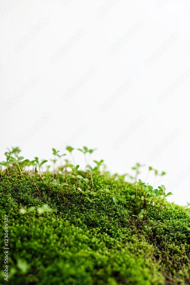 Obraz premium Closeup of vibrant green moss and sprouting plants