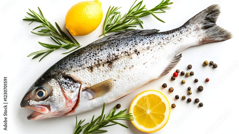 Fresh fish prepared with lemon and rosemary. Fresh fish prepared with lemon and rosemary.