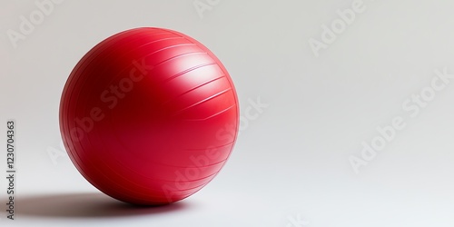 A vibrant red exercise ball placed on a light gray background, ideal for fitness and wellness activities. Perfect for workouts, stretching, and balance exercises.