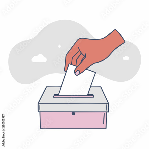 People voting in elections, black and white and colored designs