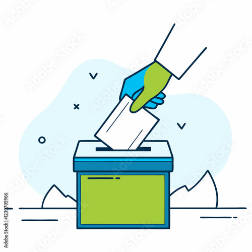 People voting in elections, black and white and colored designs
