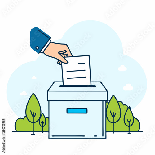 People voting in elections, black and white and colored designs
