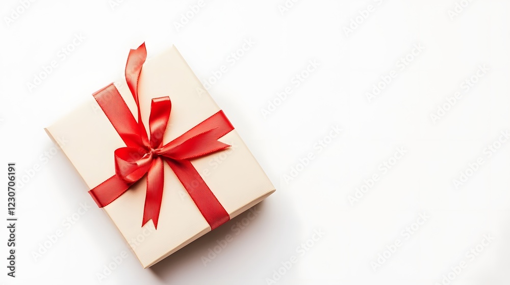 A gift box with a red ribbon, ready for giving. A gift box with a red ribbon, ready for giving.