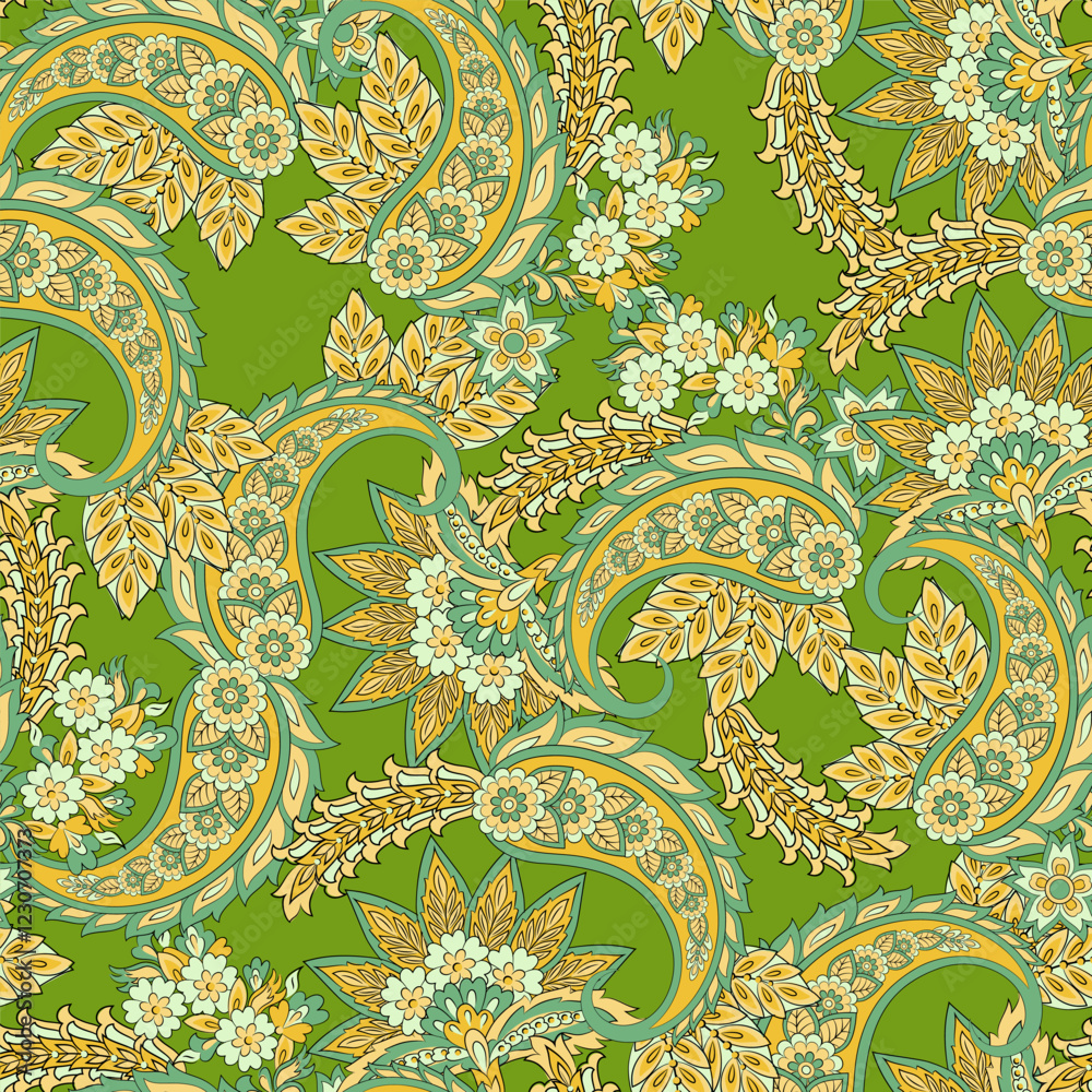 Fototapeta premium paisley floral vector illustration in damask style. seamless background