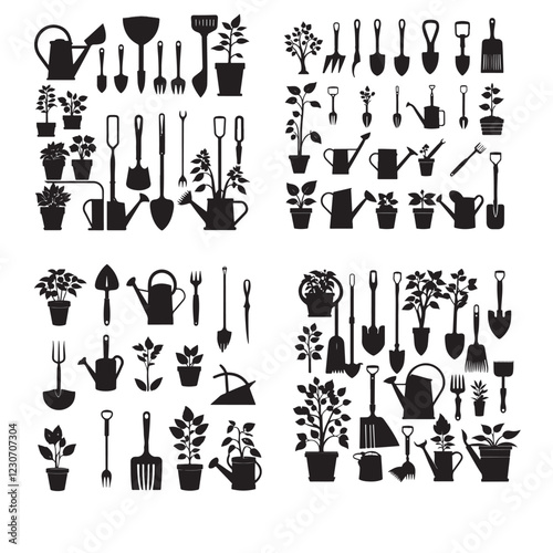 icon, vector, set, silhouette, illustration, icons, 