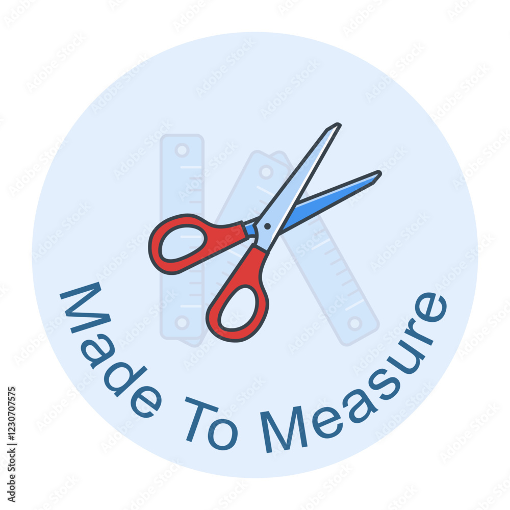 Made to Measure Sewing Icon. Scissors and Measurement Icon. Editable Stroke Icon. Made to Measure Sewing Icon. Scissors and Measurement Icon. Editable Stroke Icon.