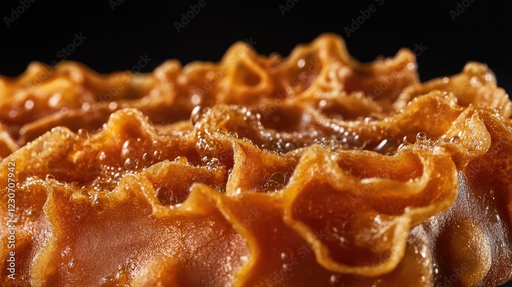 A close-up of the rich texture of fried sausage casing. A close-up of the rich texture of fried sausage casing.