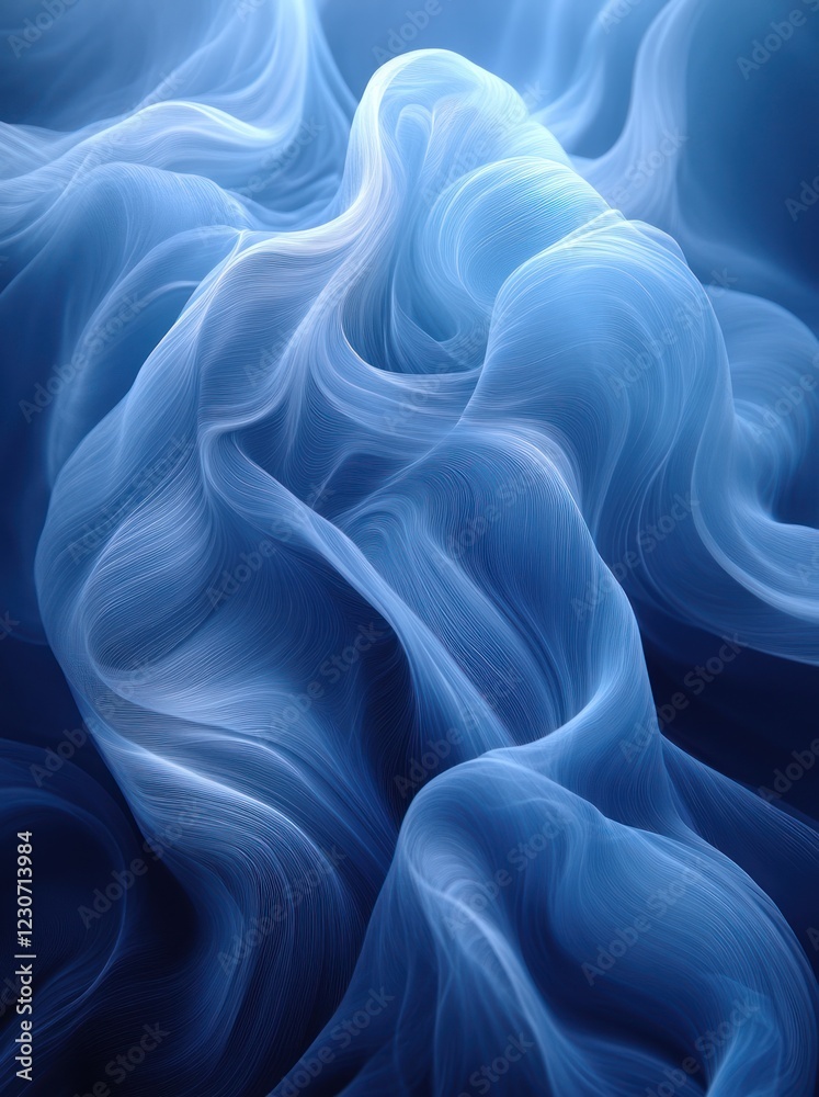 Fototapeta premium Abstract blue swirling fabric texture, design element for background