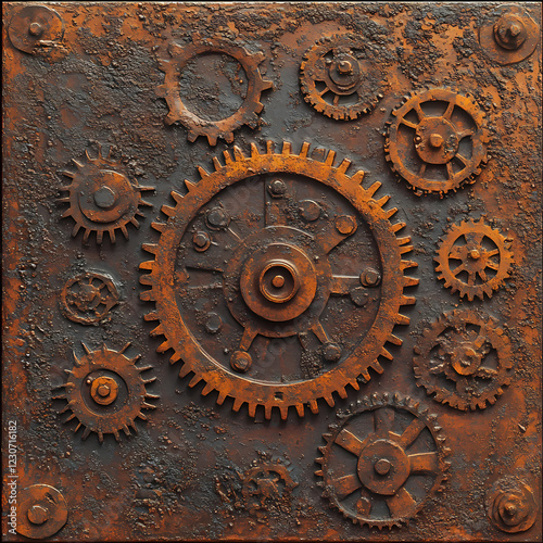 Close-Up of Rusty Industrial Gears