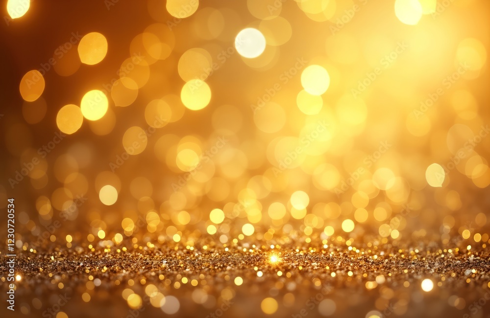 Golden glitter background with blurred bokeh lights. Festive and luxurious. Perfect for holiday or party events. Abstract design. Shimmering texture. Glamorous glow. Golden glitter background with blurred bokeh lights. Festive and luxurious. Perfect for holiday or party events. Abstract design. Shimmering texture. Glamorous glow.