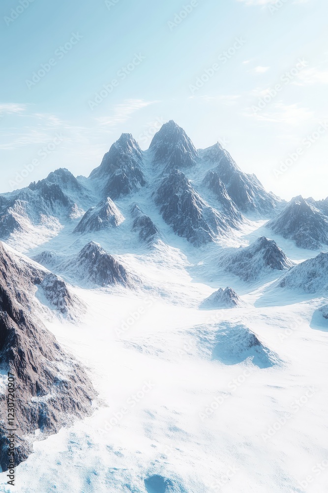Obraz premium Majestic snow-capped mountains under a clear blue sky