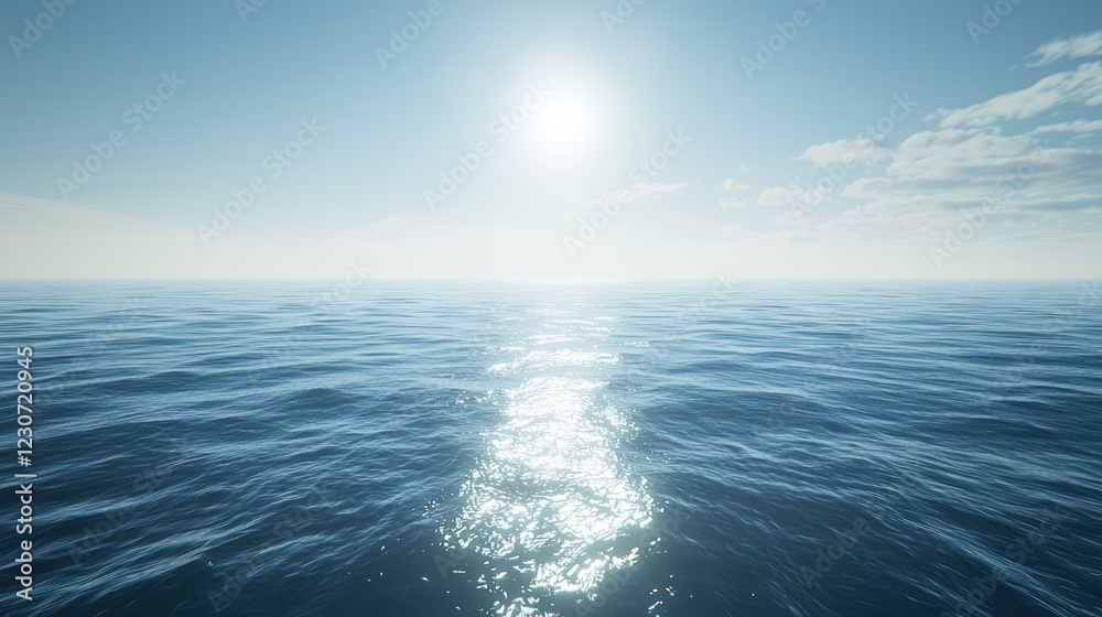 Fototapeta premium Calm ocean surface with sun reflection.