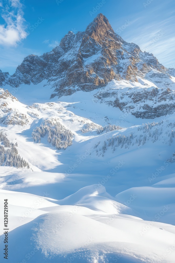 Obraz premium Snow-capped mountain landscape under a clear blue sky