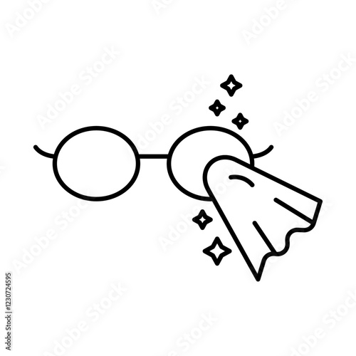 Cleaning eyeglasses icon Black and white logo