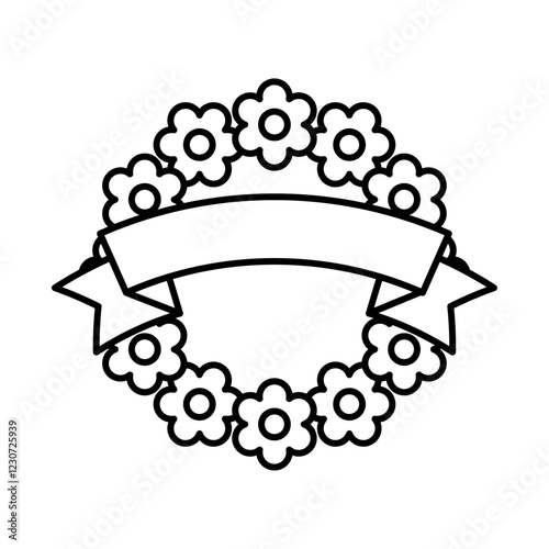 Funeral wreath icon Black and white logo