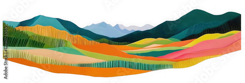 PNG Grassland paper cut illustration painting abstract. 