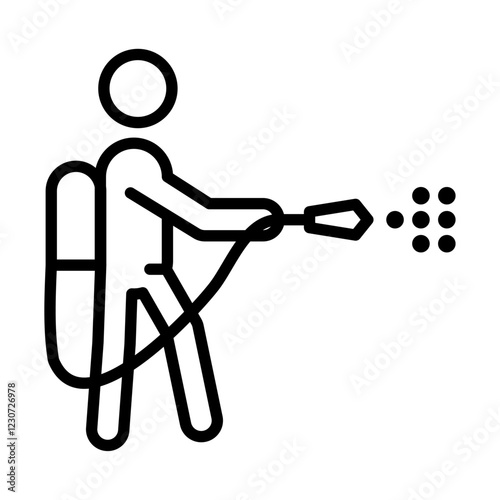 Mite disinfectant man icon Black and white logo