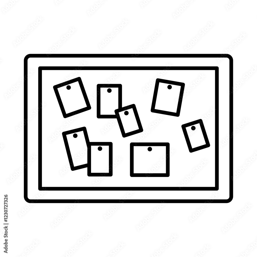 Notice board with notes icon Black and white logo Notice board with notes icon Black and white logo