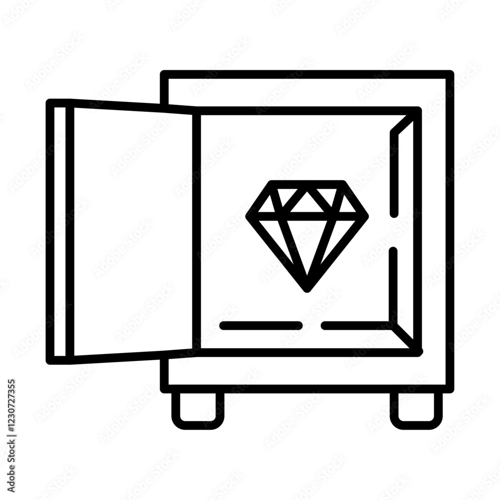 Open safe box icon Black and white logo Open safe box icon Black and white logo