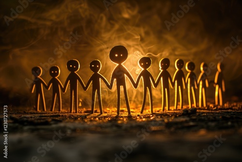 stick figure illustration with followers behind