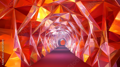 Fototapeta Naklejka Na Ścianę i Meble -  A tunnel of stacked 3d rhombuses,. Diamond Archway. Illustration