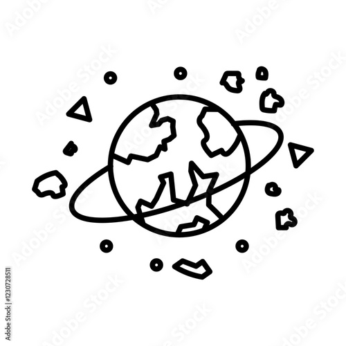 Space junk icon Black and white logo