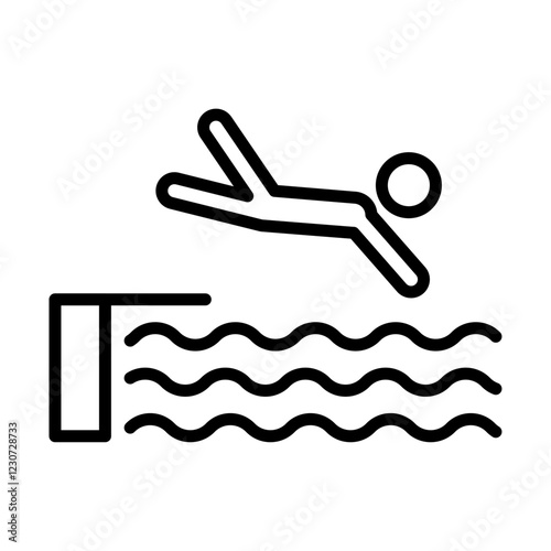 swimmer jumping icon Black and white logo