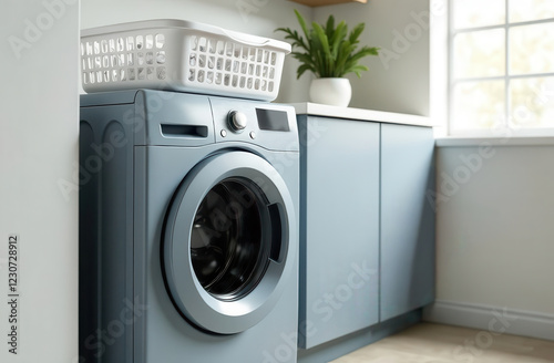 Wallpaper Mural Washing machine in laundry room with laundry basket. Bathroom in the house. Torontodigital.ca