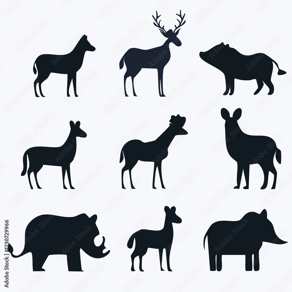 Fototapeta premium animals silhouettes vector