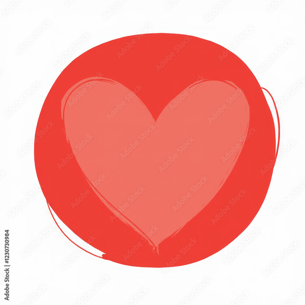 Minimalistic Red Circle with a Heart in the Center Isolated on a White Background Minimalistic Red Circle with a Heart in the Center Isolated on a White Background